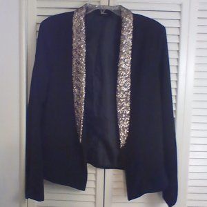 Pewter Sequin Shawl collar black blazer